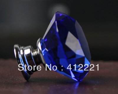 Free shipping 10pcs/lot size 50mm blue factory wholesale door handles crystal knobs cabinet handle