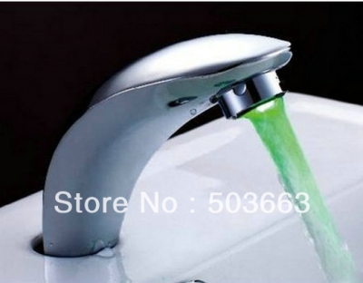 Hot Sell Fashion LED RGB Colors Faucet Polished Chrome Water Powered Mixer Brass Bathtub Ceramic Tap CM0876
