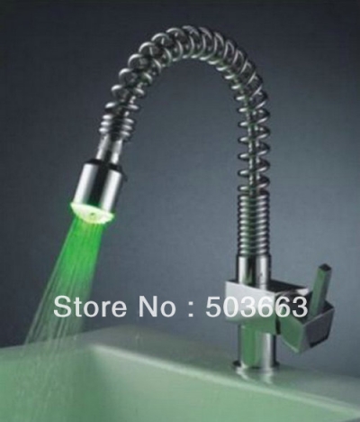 LED Bathroom Basin & Kitchen Sink Pull Out Spray Mixer Tap Faucet S-699