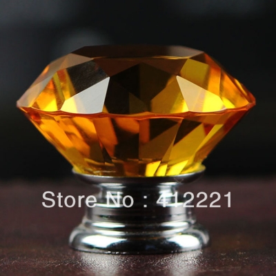 NEW Free shipping 10 X 30 mm Clear Amber Fashion Crystal diamond Drawer Pull Handle Zinc Alloy Base in Chrome