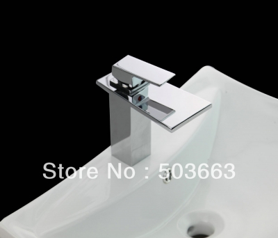 Shine Single Hole Deck Mounted Chrome Finish Bathroom Basin Sink Waterfall Faucet Vanity Mixer Tap L-6022