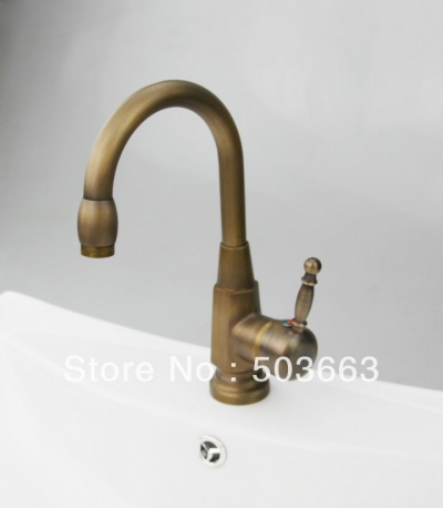 Single Hole Deck Mounted Antique Brass Mixer Waterfall Faucet Bathroom Basin Mixer Sink Tap Basin Faucet Vanity Faucets L-0182