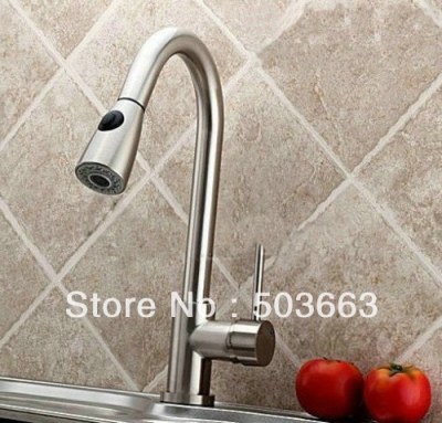 Wholesale Brushed Nickle Kitchen Brass Faucet Basin Sink Pull Out Spray Mixer Tap S-715