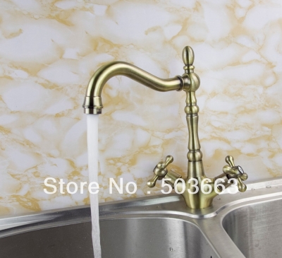 Wholesale Deck Mounted Kitchen Swivel Sink faucet Mixer Tap Vanity Faucet Antique Brass Crane S-139