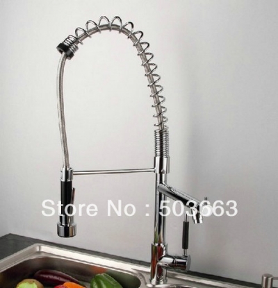Wholesale New Brass Kitchen Faucet Basin Sink Pull Out Swivel 2 Sinks Spray Mixer Tap S-825