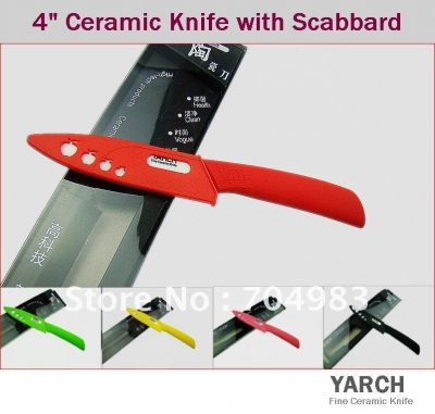 YARCH 4" Fruit paring ABS Straight handle ceramic knife with Scabbard + retail box ,5 color select. 2pcs/lot , CE FDA certified [Ceramic Knife / Bulk 28|]
