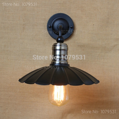 american country retro black umbrella wall lamp rh loft edison restaurant bedside wall sconce lighting [loft-lights-7682]