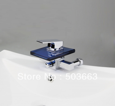 brand new bathroom wall mounted waterfall bathtub faucet chrome finish glass mixer tap L-0172