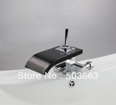 contemporary bathtub wall mount waterfall faucet with handle shower set mixer tap L-0170
