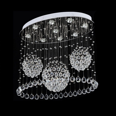 luxury led flower ball crystal chandelier light fixture for foyer dining room el hall hanging lamp