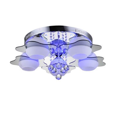 modern ceiling light e26 e27 5 lights with red/blue leds crystal acrylic glass flush mount for living room bed room hallway