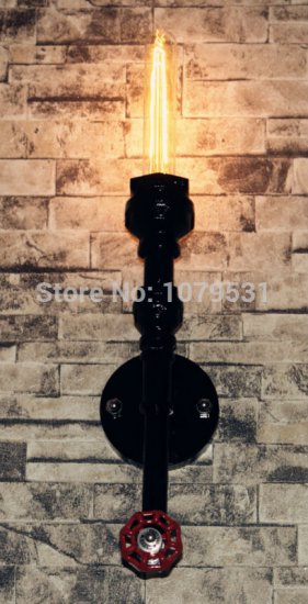 vintage single head e27 edison water pipe wall lamp bar lights [loft-lights-7678]