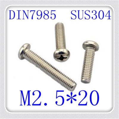 1000pcs/lot din7985 m2.5*20 stainless steel 304 pan head phillips (cross recessed pan head) screw [screw-120]