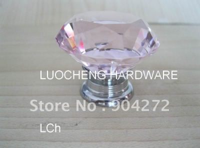 10PCS/LOT FREE SHIPPING 40MM PINK CUT CRYSTAL KNOBS ON A CHROME ZINC BASE [Crystal Cabinet Knobs 195|]
