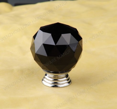 10Pcs Design Fashion K9 Black Crystal Glass Chrome Cabinet Knobs Door Drawer Handle New (Diameter: 30MM Color:Black)