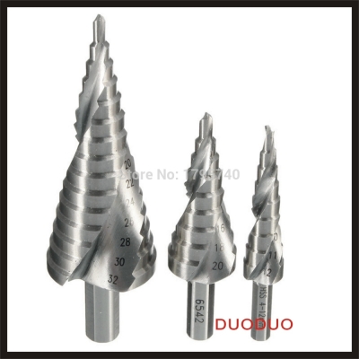 1pc 4-32mm hss hex shank spiral groove step cone drill bit hole cutter drop forged heat treated high speed steel power tools