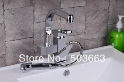 2013 Design 360 degree Swivel Kitchen&Bathroom Faucet Pull Out Polished Chrome Mixer Brass Tap Vanity Faucet L-6010