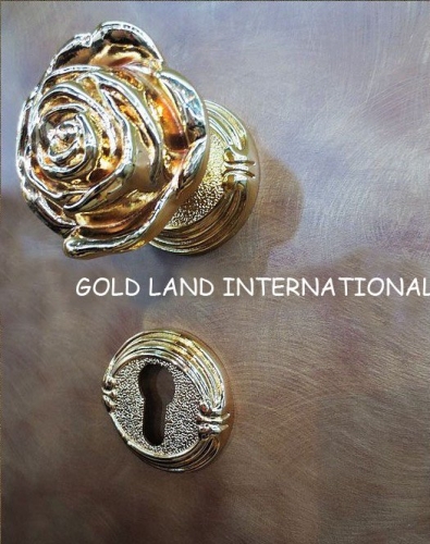 72mm Free shipping pure brass 24K golden 2pcs handles with lock body+keys copper door lock hotel door lock home door lock