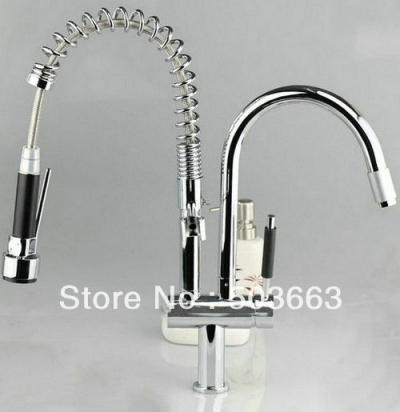 Brass Kitchen Faucet Basin Sink New Chrome Swivel 2 Water Jets Spray Single Handle Mixer Tap S-799