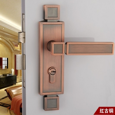 Chinese antique LOCK Red bronze ?Door lock handle ?Double latch (latch + square tongue) Free Shipping(3 pcs/lot) pb20 [DOOR LOCK-Red bronze 114|]