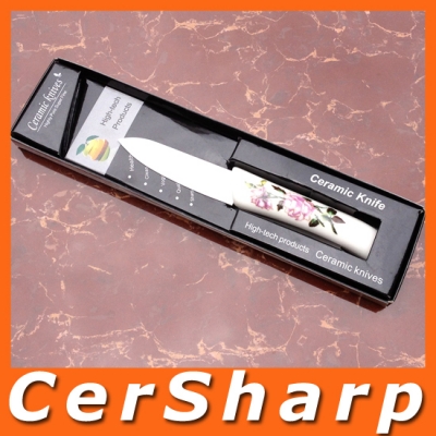 Free Shipping 3 "Paring Knife Rose Pattern White Ceramic Handle Ceramic Knife #A015