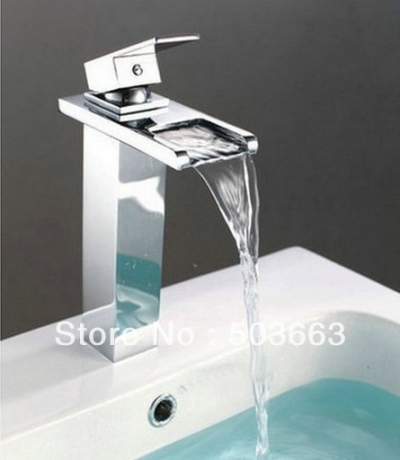 High Bathroom Basin & Kitchen Sink Waterfall Mixer Tap Chrome Faucet YS-5126