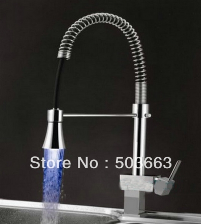 LED pull out basin kitchen faucet mixer tap 3 colors b089