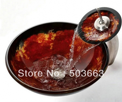 NEW AND GOOD VICTORY BROWN TERMEPED GLASS SINK BATHROOM FAUCET Lavatory Basin Set AY78T0