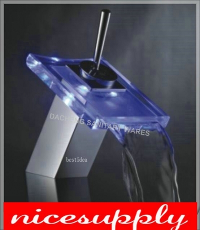 Novel Led Faucet Basin Mixer Tap Chrome 3 Colors Vanity Faucets Brass Faucet Glass Faucet L-264