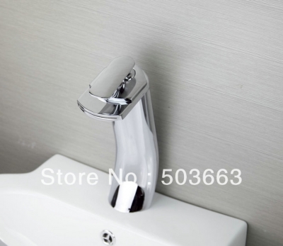 Shine Deck Mounted Chrome Finish Bathroom Basin Sink Waterfall Faucet Vanity Mixer Tap L-6030
