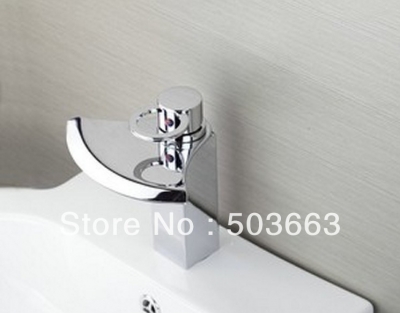 Waterfall Bathroom Basin Sink Mixer Tap Faucet Solid Brass Chrome Finish Faucet Vanity Faucet L-1600