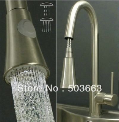 Wholesale New Nickle Swivel Kitchen Brass Faucet Basin Sink Pull Out Spray Mixer Tap S-767
