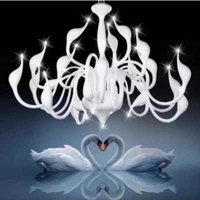 fedex selling 24 light fashion swan chandelier led modern light ,silver/white/red 110v 220v
