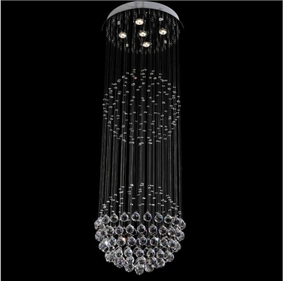 led ceiling light crystal semi flush mount crystal ceiling light gu10 stainless steel d50*h150cm loft stair light