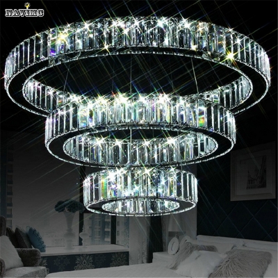 led k9 luxury crystal ring pendant light for dining room lamp lustres de cristal suspension modern led light fixture