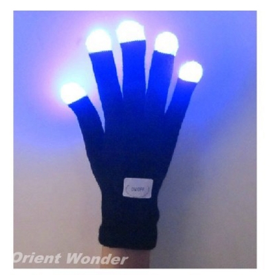 party led gloves rave light flashing finger lighting glow mittens magic black gloves party accessory 200pcs (100 pairs)