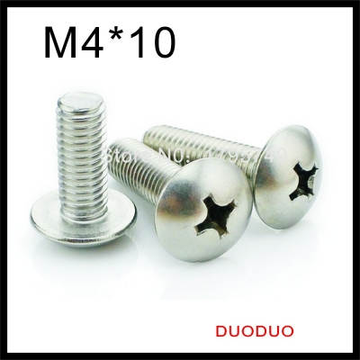 100 pieces m4 x 10mm 304 stainless steel phillips truss head machine screw [phillips-truss-head-1128]