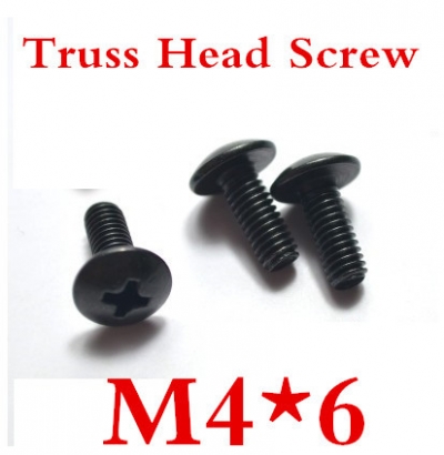 100ps/lot steel with black m4*6 truss head screw