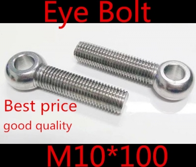 10pcs m10*100 m10 x 100 stainless steel eye bolt screw,eye nuts and bolts fasterner hardware,stud articulated anchor bolt