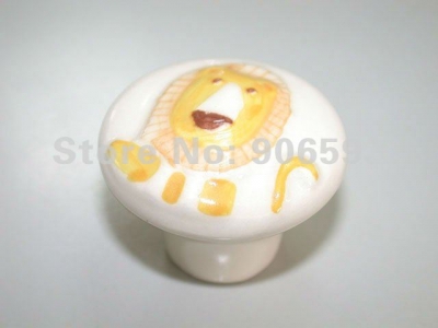 12pcs lot free shipping\\Porcelain relievo lionet cartoon cabinet knob\\furniture knob\\furniture handle [Porcelain cartoon furniture knob]