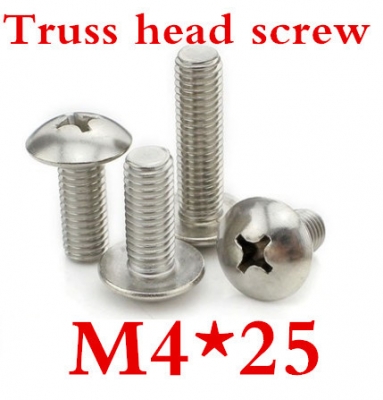 200ps/lot stainless steel m4*25 cross recessed truss head machine screw