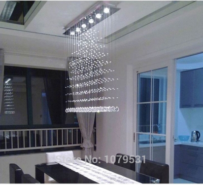 3/5/6 heads modern crystal led ceiling lights fixture rain drop curtain lustre hanging square ceiling lamp lustres de teto