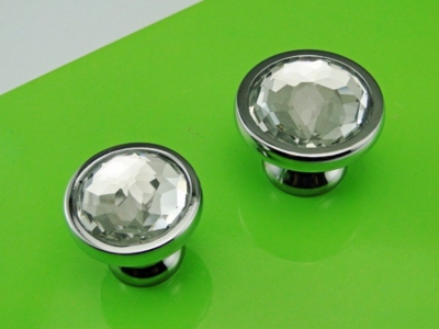 Chrome Glass Crystal ?Kitchen Cabinet Drawer Furniture knobs Pull Hardware(Diametre:28mm)