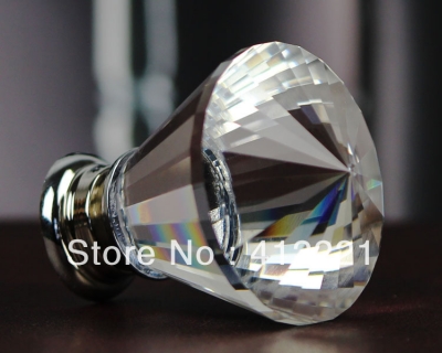 Free Shipping 10pcs Diamond Pull Handle Crystal Glass Cabinet Knob Cupboard Drawer Door Wardrobe Doorknob