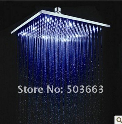 LED 8" Brass Polished Chrome Square Bathroom Rainfall Shower Hand CM0067
