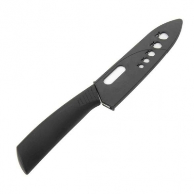 New 6" Ceramic Fruit Vegetable Kitchen Knife Knives with Blade Guard Protector (15.5 CM-Blade) Black