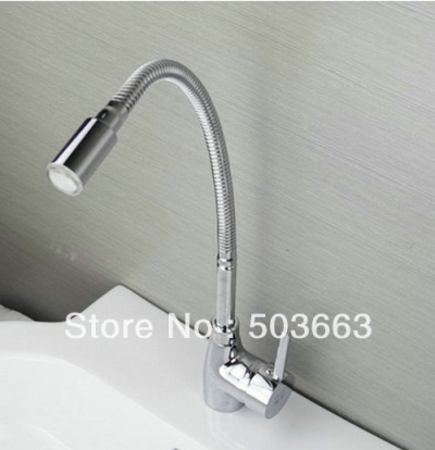 New Chrome LED Brass Mixer Tap Basin Sink kitchen Faucets S-690