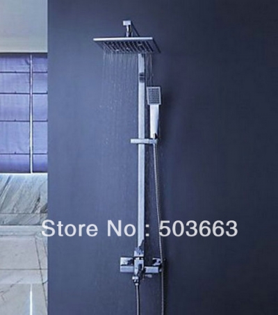 Wholesale 8"Led Rainfall Shower Head + Valve +Handle Spray +Rail Wall Mounted Set S-646