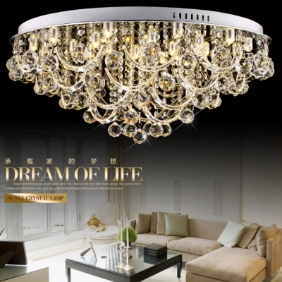 modern fashion luxury crystal lamp ceiling light round living room lamps lighting study light 7004
