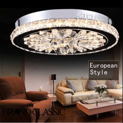 modern led crystal ceiling lamps 40cm round shape transparent crystal 90-265v living bed room ceiling lights